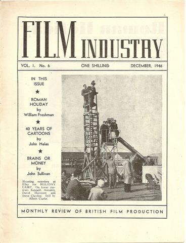 FILM INDUSTRY magazine side cover Issue 6 December 1946