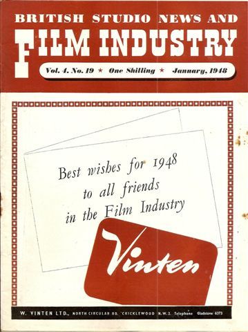 FILM INDUSTRY magazine side cover Issue 19 January 1948