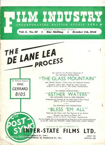 FILM INDUSTRY magazine side cover 7 October 1948
