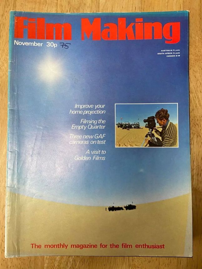FILM MAKING magazine side cover Issue 63 November 1975