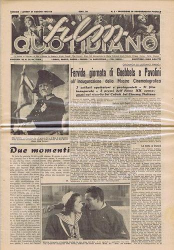 FILM QUOTIDIANO magazine side cover Issue 2  1942
