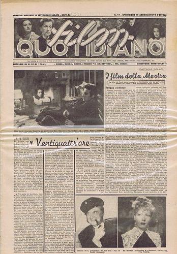 FILM QUOTIDIANO magazine side cover Issue 17  1942
