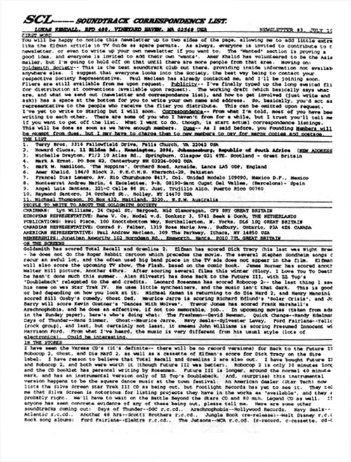 FILM SCORE MONTHLY magazine side cover Issue 3 July 1990