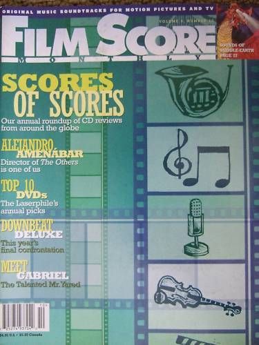 FILM SCORE MONTHLY magazine side cover Issue 127 Vol 6 # 10 December 2001