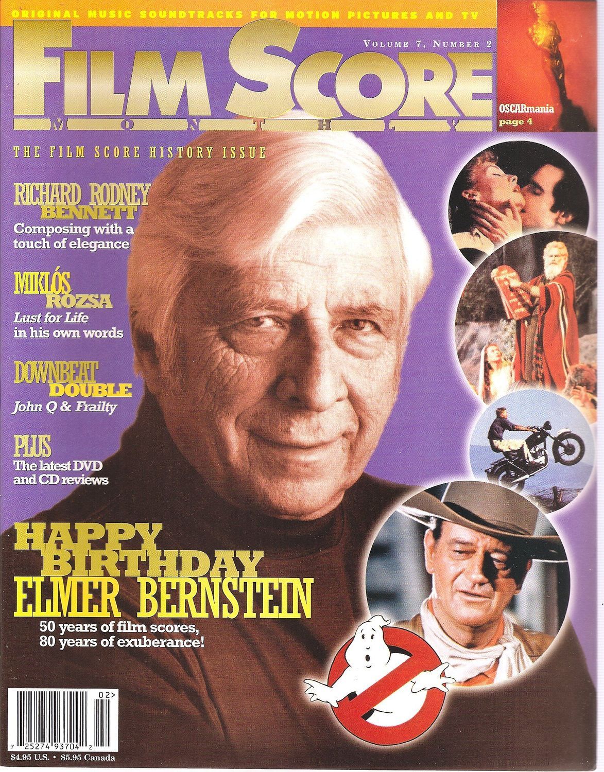 FILM SCORE MONTHLY magazine side cover Issue 129 Vol 7 # 2 February 2002