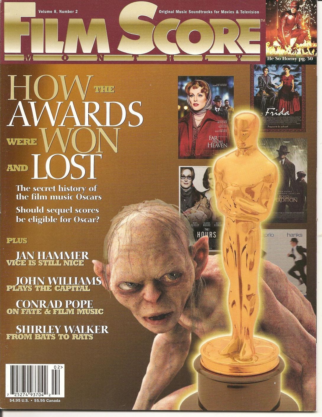 FILM SCORE MONTHLY magazine side cover Issue 139 Vol 8 # 2 February 2003