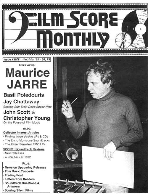 FILM SCORE MONTHLY magazine side cover Issue 30/31 February/march 1993