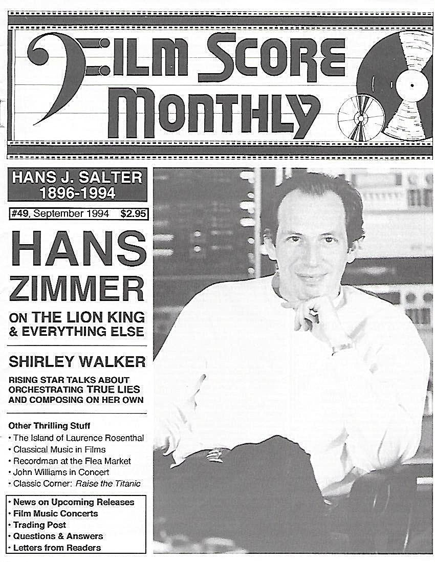 FILM SCORE MONTHLY magazine side cover Issue 49 September 1994