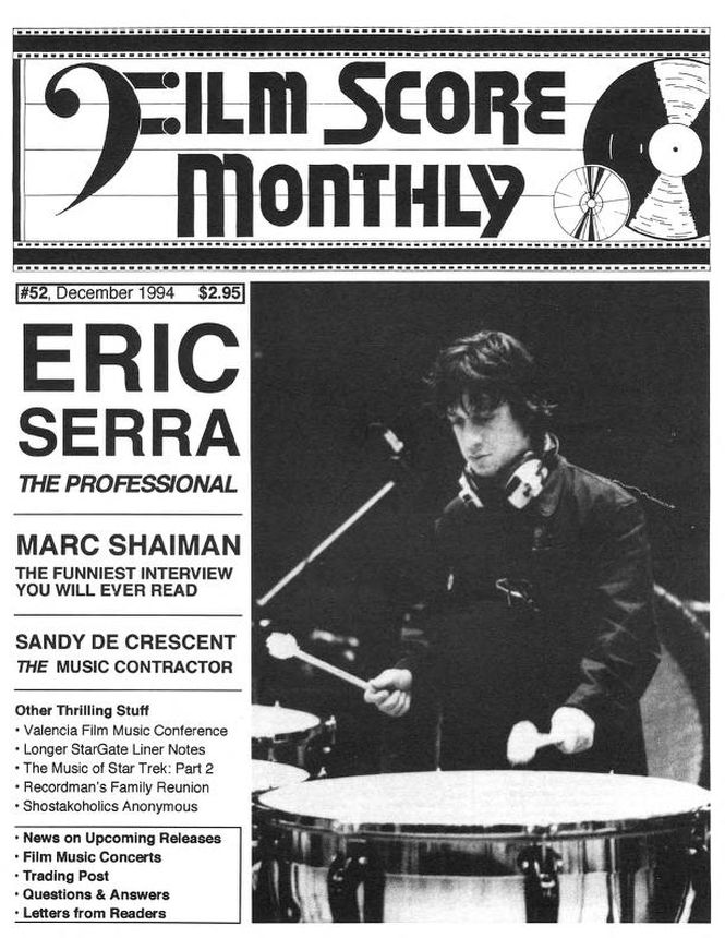 FILM SCORE MONTHLY magazine side cover Issue 52 December 1994
