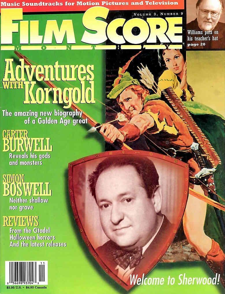 FILM SCORE MONTHLY magazine side cover Issue 96  Vol 3 # 9 October/November 1998