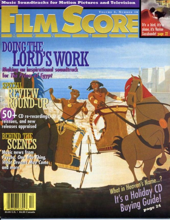 FILM SCORE MONTHLY magazine side cover Issue 97  Vol 3 # 10 December 1998