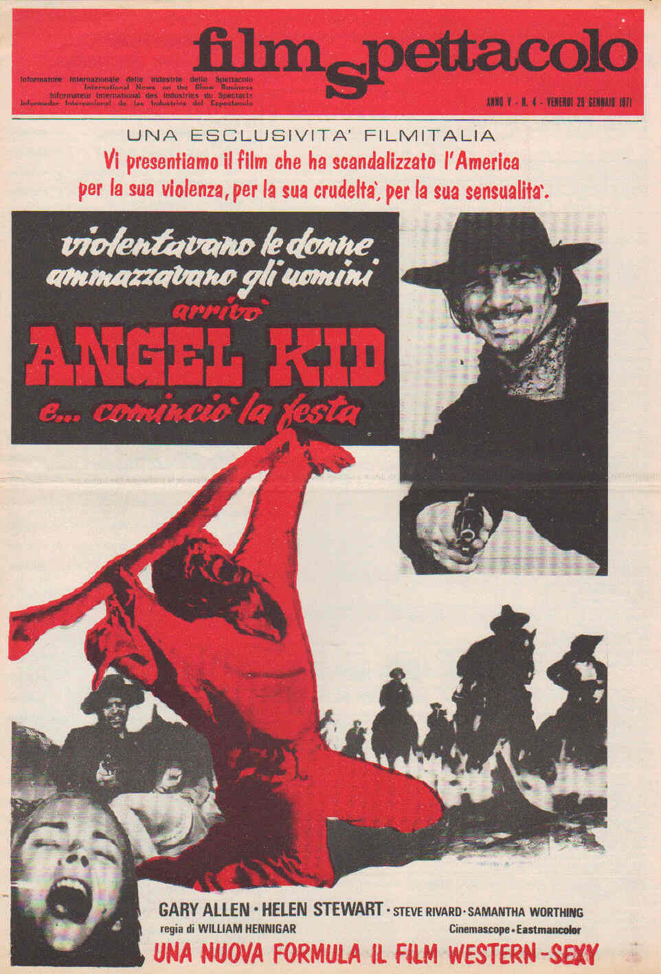 FILM SPETTACOLO magazine side cover Issue 4 29 January 1971