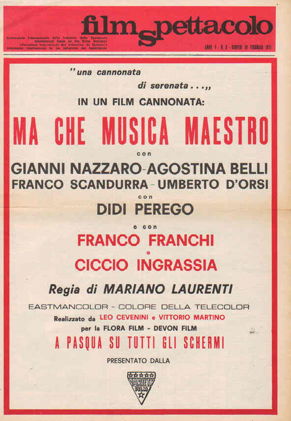 FILM SPETTACOLO magazine side cover Issue 8 18 February 1971