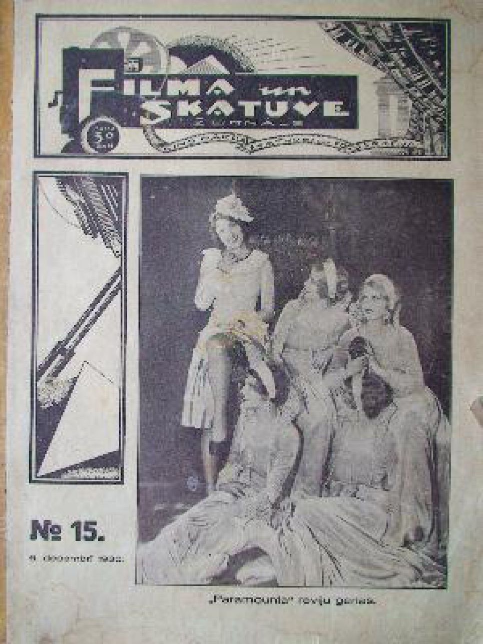 FILMA UN SKATUVE magazine side cover Issue 15  December 1930