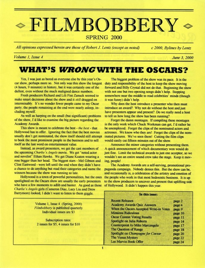 FILMBOBBERY magazine side cover 3 June 2000