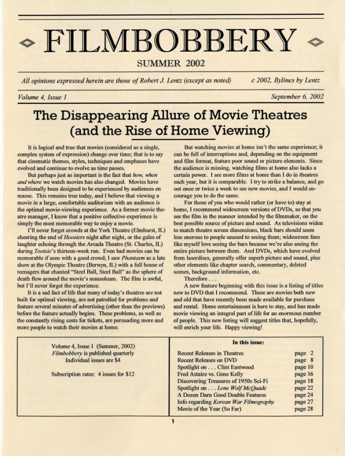 FILMBOBBERY magazine side cover 6 September 2002