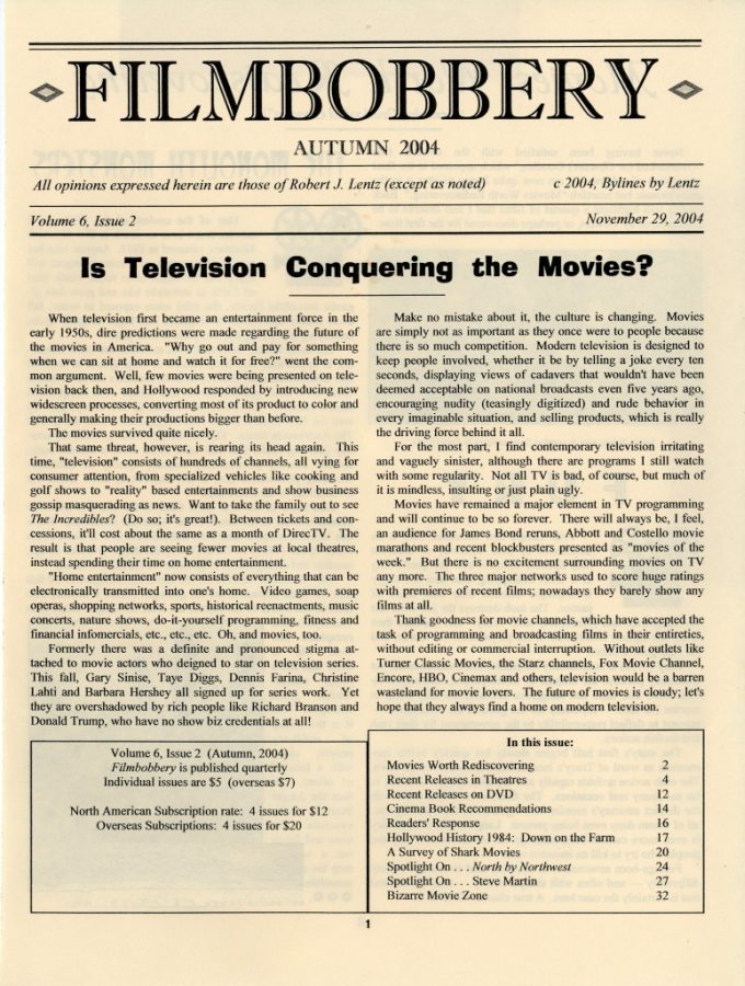 FILMBOBBERY magazine side cover 29 November 2004