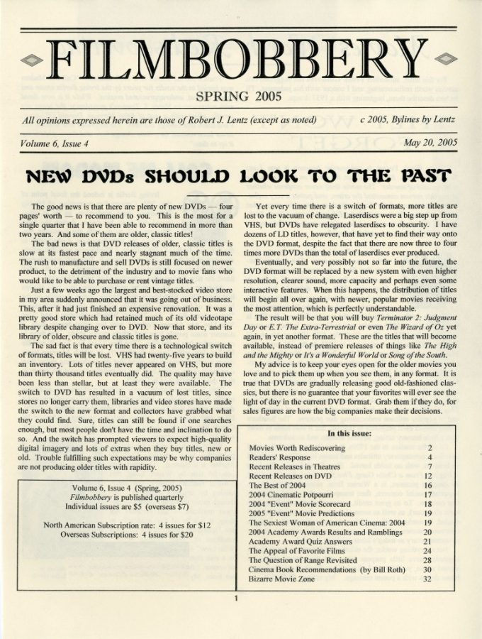 FILMBOBBERY magazine side cover 20 May 2005