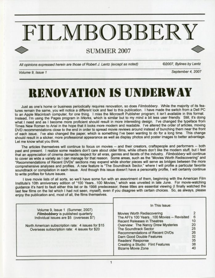 FILMBOBBERY magazine side cover 4 September 2007