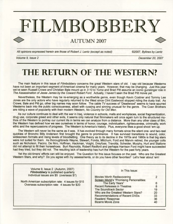 FILMBOBBERY magazine side cover 20 December 2007