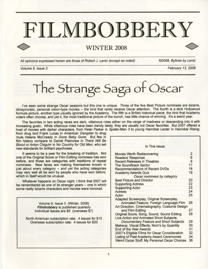 FILMBOBBERY magazine side cover 13 February 2008