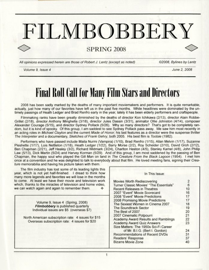 FILMBOBBERY magazine side cover 2 June 2008