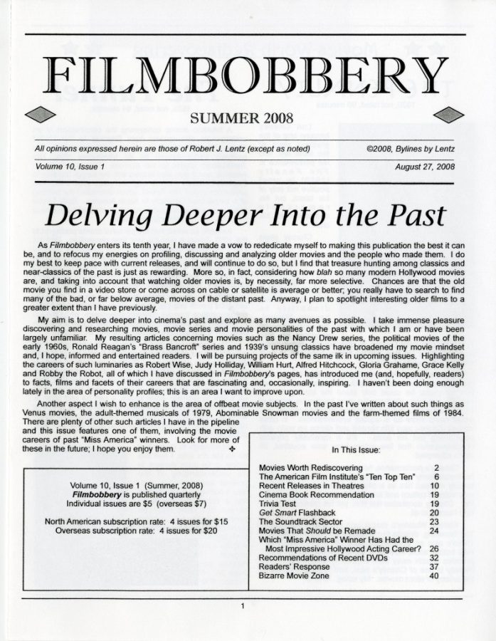 FILMBOBBERY magazine side cover 27 August 2008