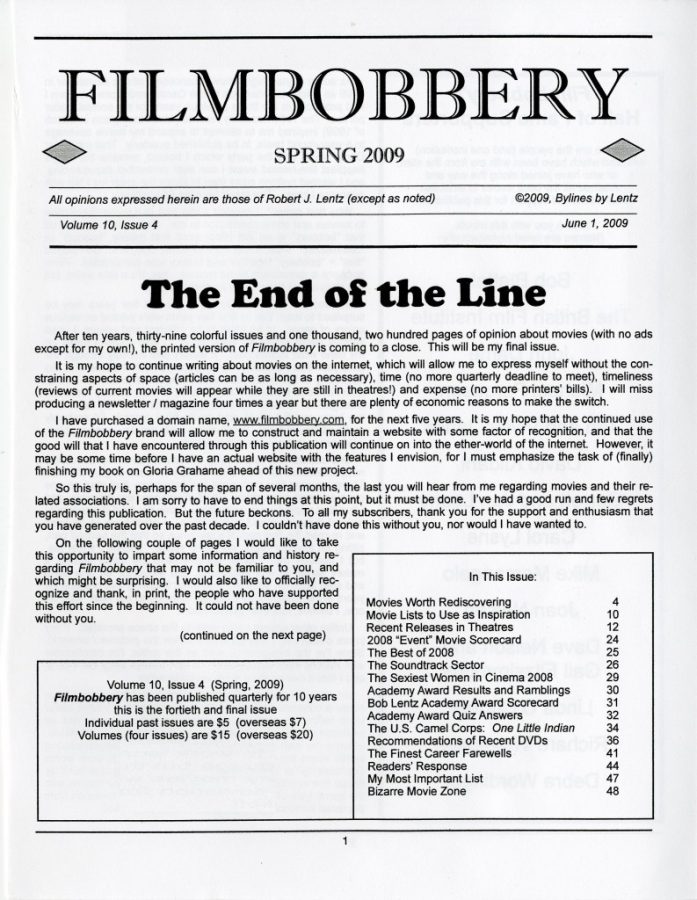 FILMBOBBERY magazine side cover 1 June 2009