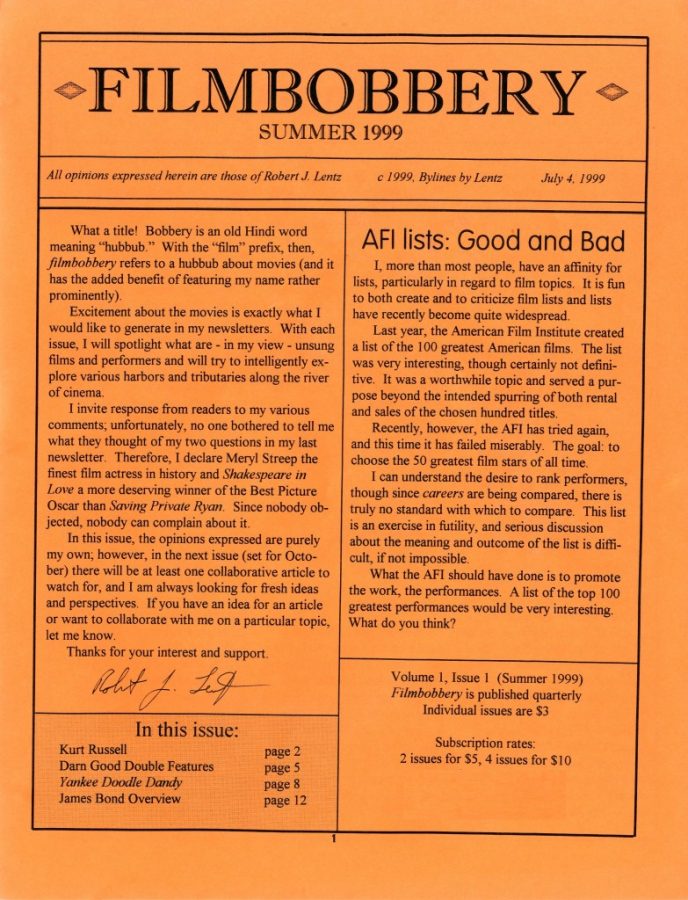FILMBOBBERY magazine side cover 4 July 1999