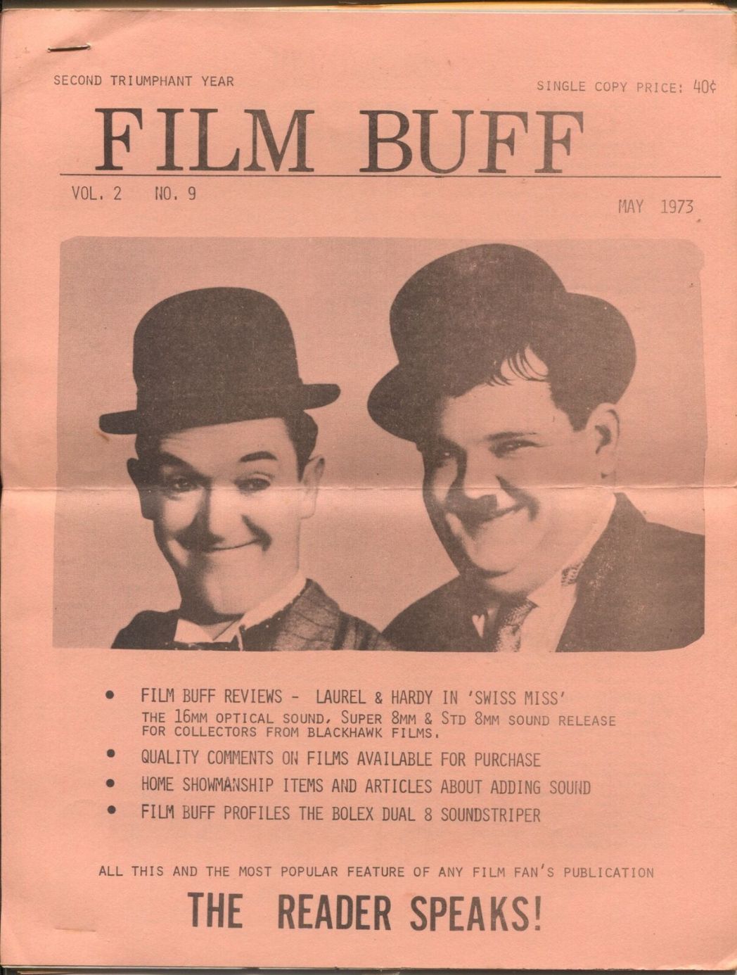 FILM BUFF magazine side cover  Vol 2 No  9  May 1973