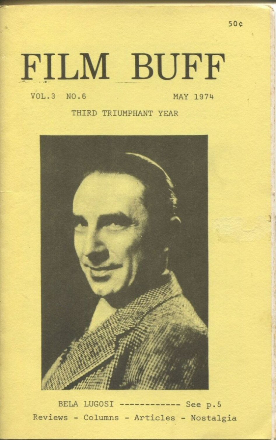FILM BUFF magazine side cover  Vol 3 No  6  May 1974