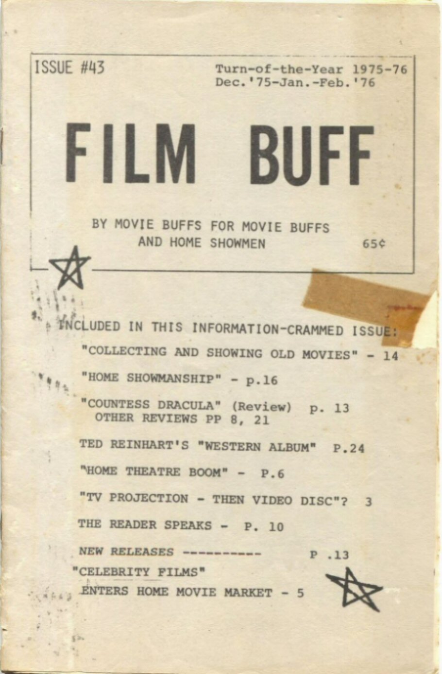 FILM BUFF magazine side cover Issue 43  December 1975/ January 1976 