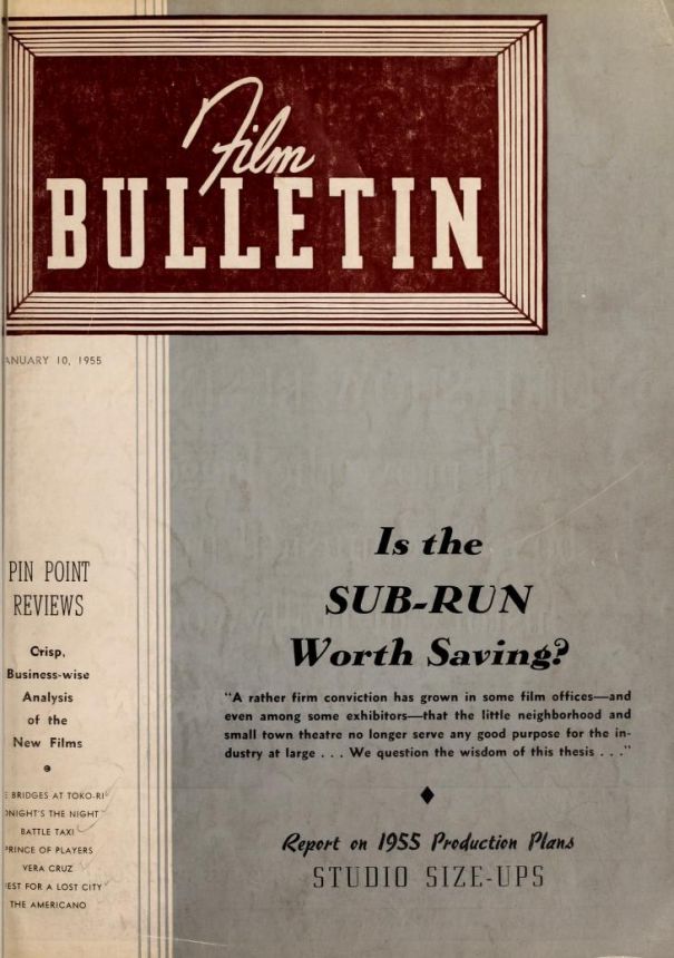 FILM BULLETIN magazine side cover 10 January 1955