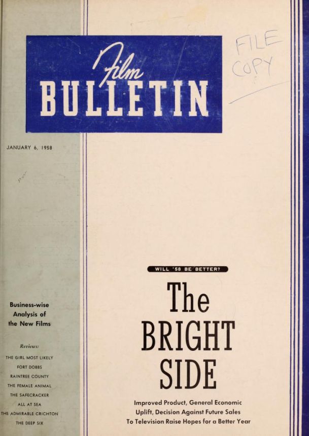 FILM BULLETIN magazine side cover 6 January 1958