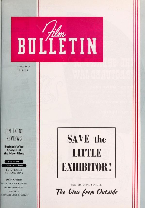 FILM BULLETIN magazine side cover 5 January 1959