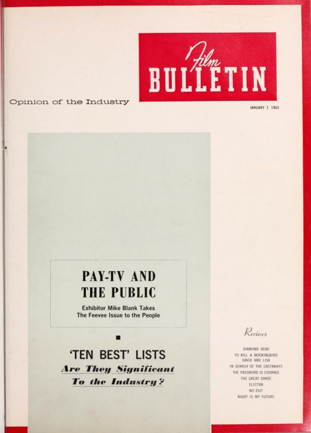 FILM BULLETIN magazine side cover 7 January 1963