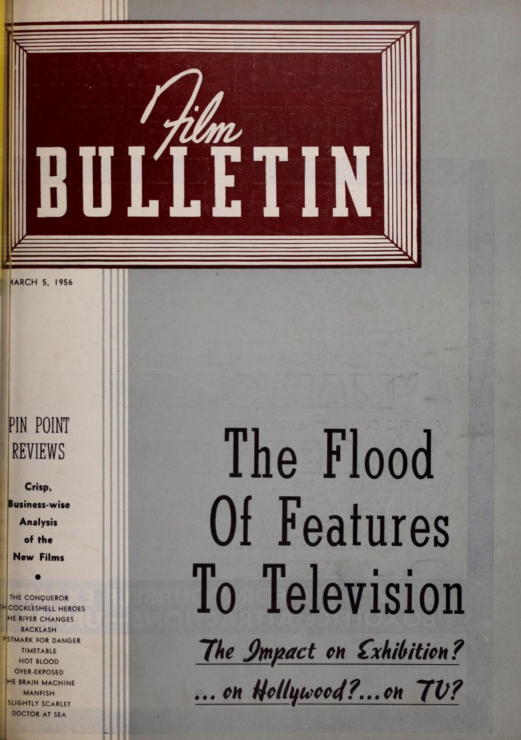 FILM BULLETIN magazine side cover 5 March 1956
