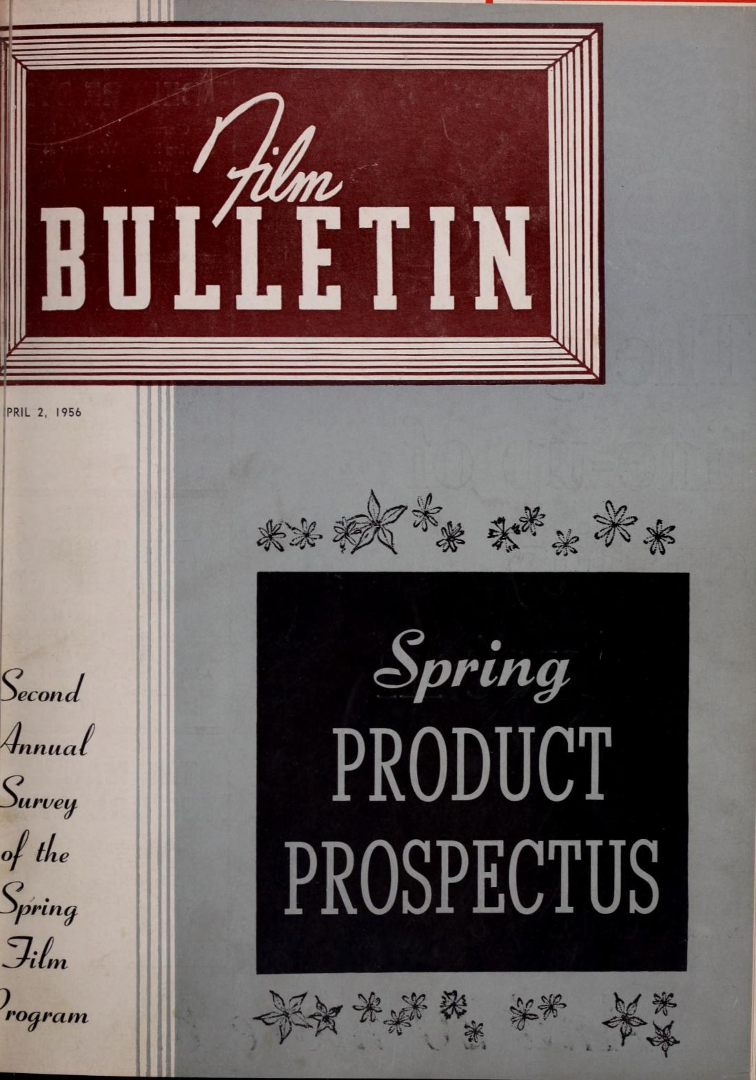 FILM BULLETIN magazine side cover 2 April 1956