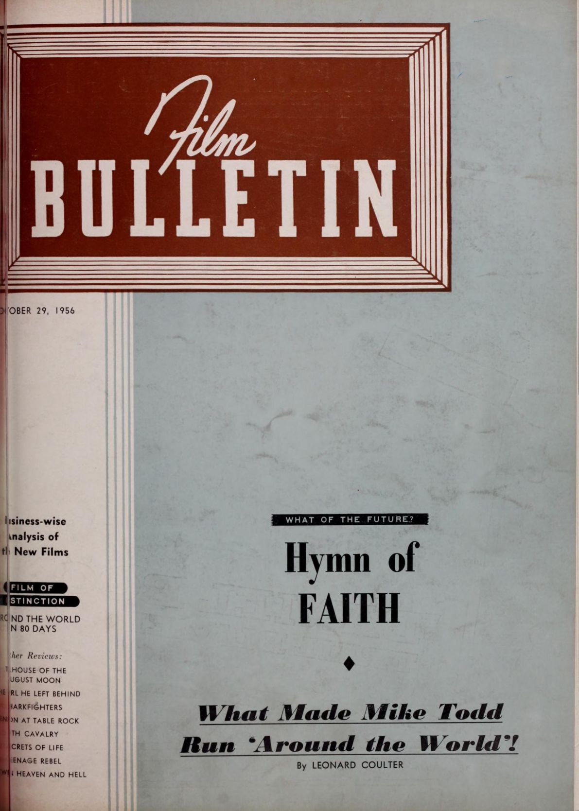 FILM BULLETIN magazine side cover 29 October 1956