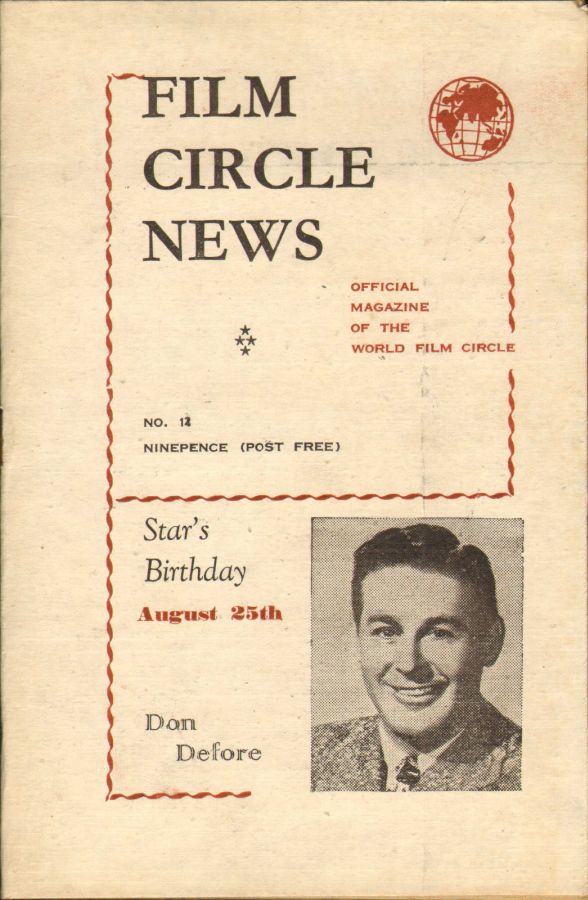 FILM CIRCLE NEWS magazine side cover Issue 12  1949