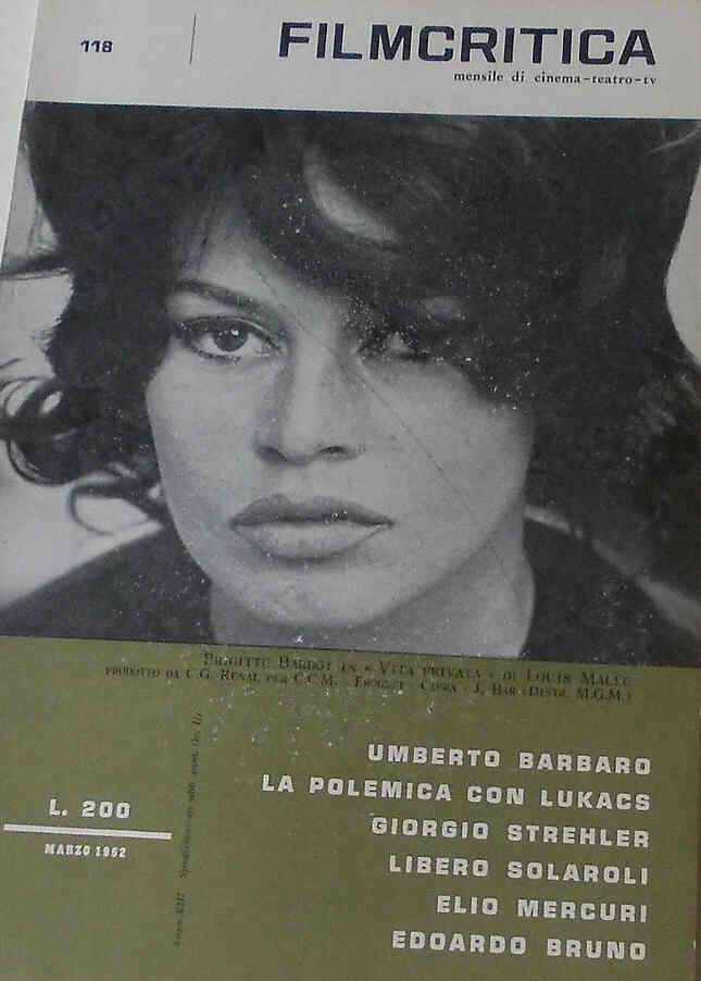 FILMCRITICA magazine side cover Issue 118 March 1962