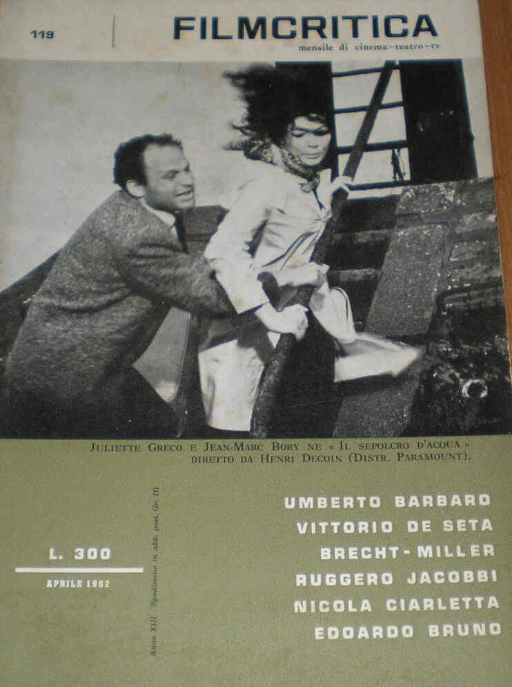 FILMCRITICA magazine side cover Issue 119 April 1962