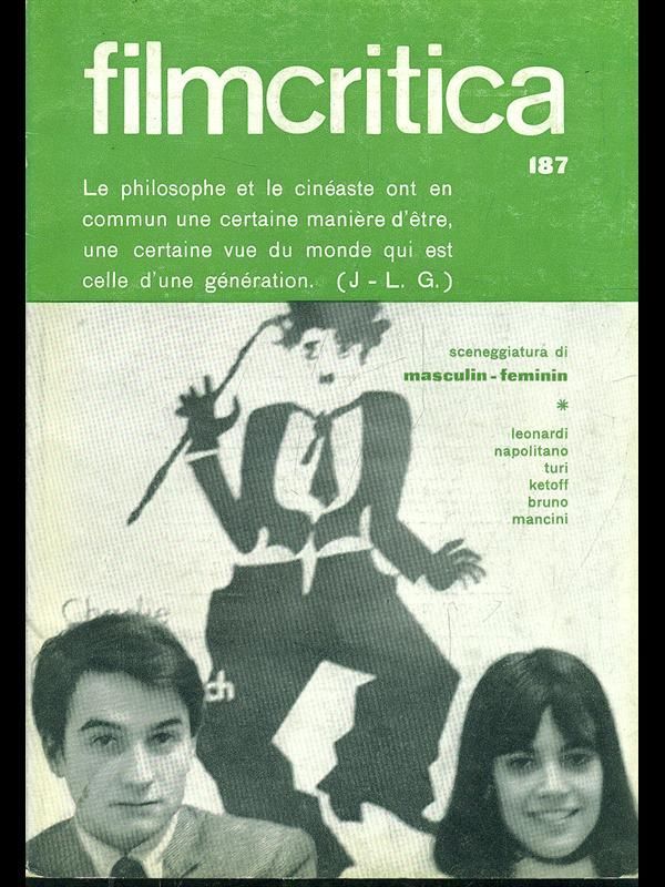 FILMCRITICA magazine side cover Issue 187 March 1968