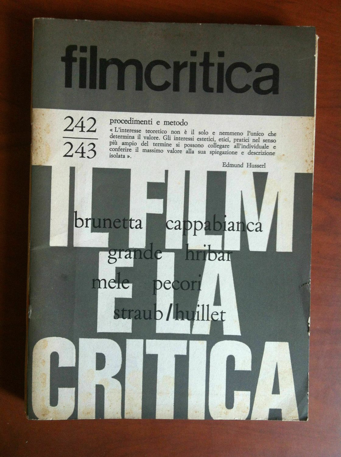 FILMCRITICA magazine side cover Issue 242/243 February/March 1974