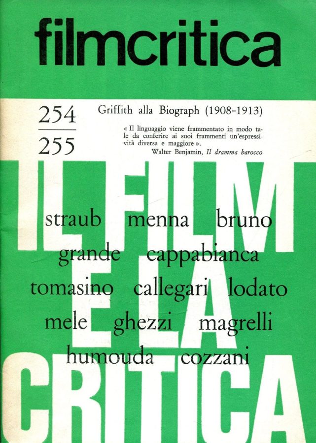 FILMCRITICA magazine side cover Issue 254/255 May/June 1975