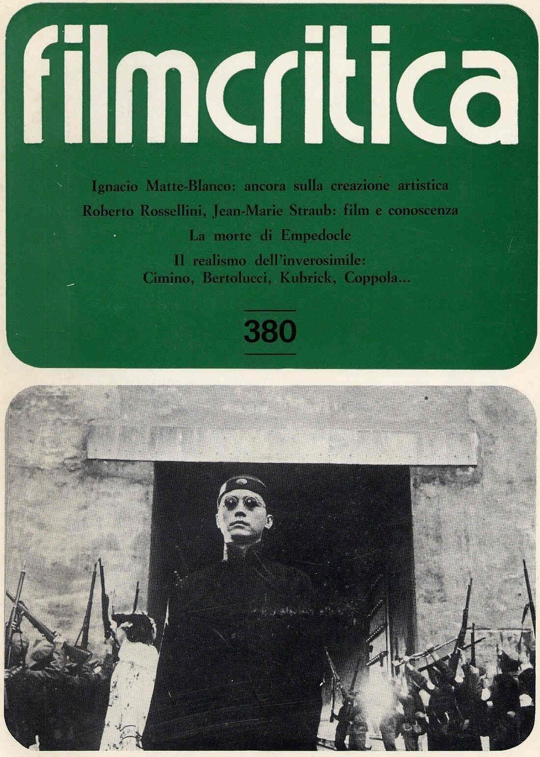 FILMCRITICA magazine side cover Issue 380 December 1987
