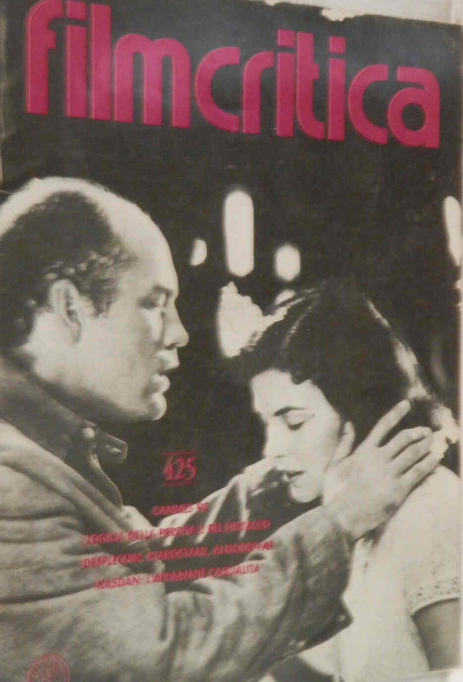 FILMCRITICA magazine side cover Issue 425 May 1992