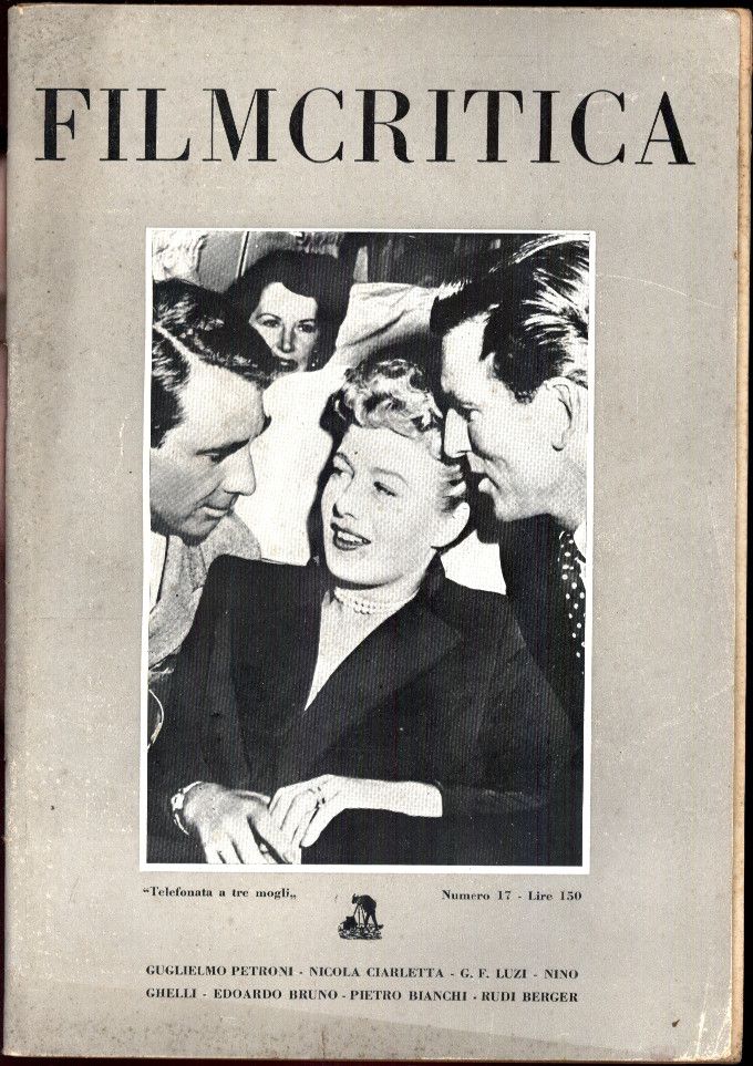 FILMCRITICA magazine side cover Issue 17  1952
