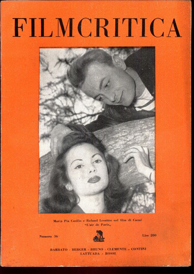 FILMCRITICA magazine side cover Issue 36  1954