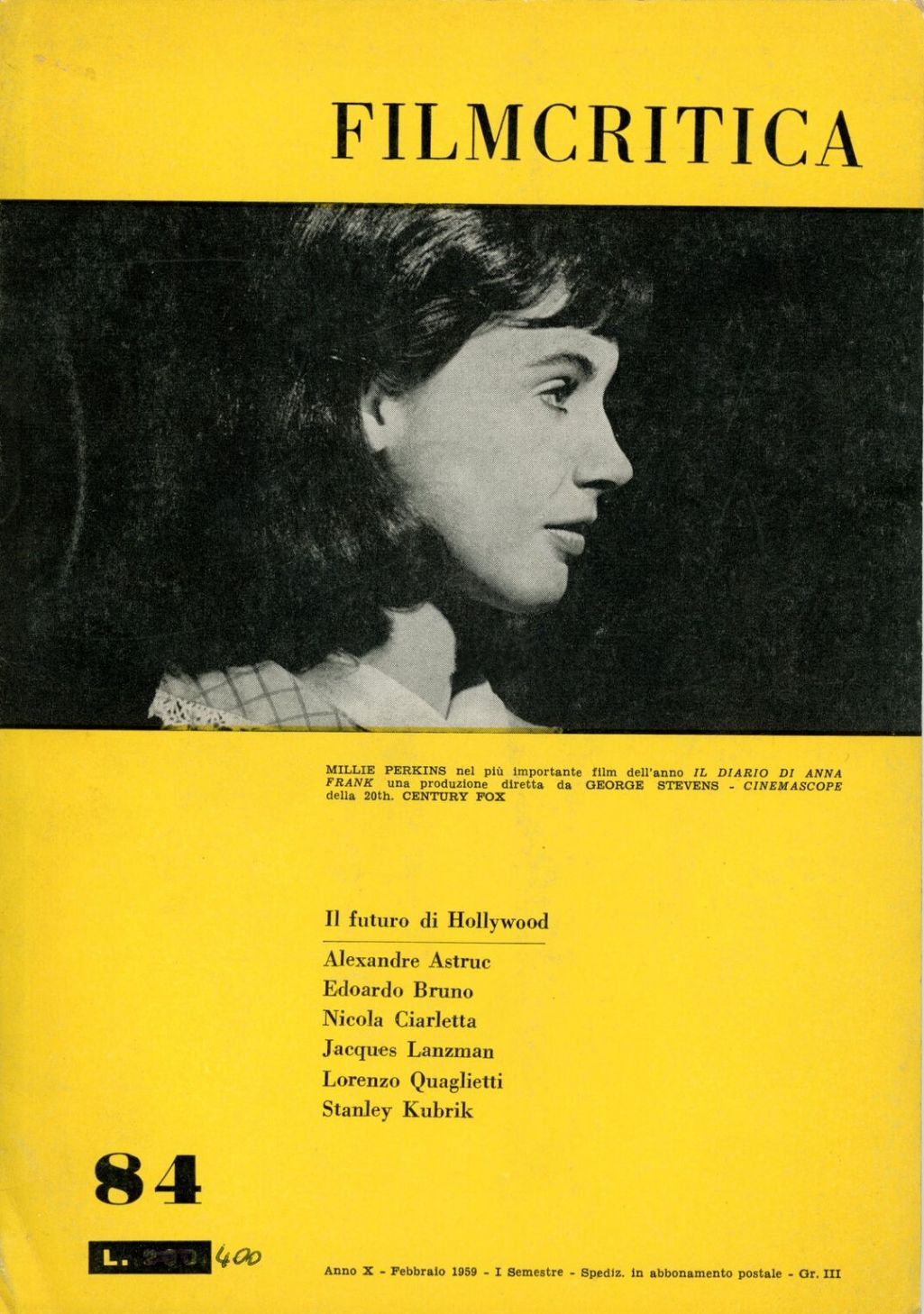 FILMCRITICA magazine side cover Issue 84  February 1959